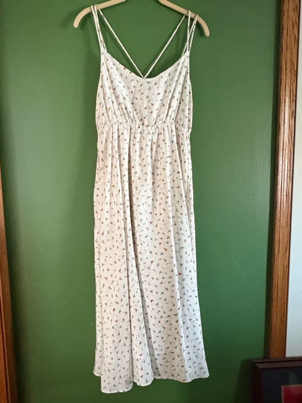Outerknown White Floral Maxi Dress with Thin Double Straps